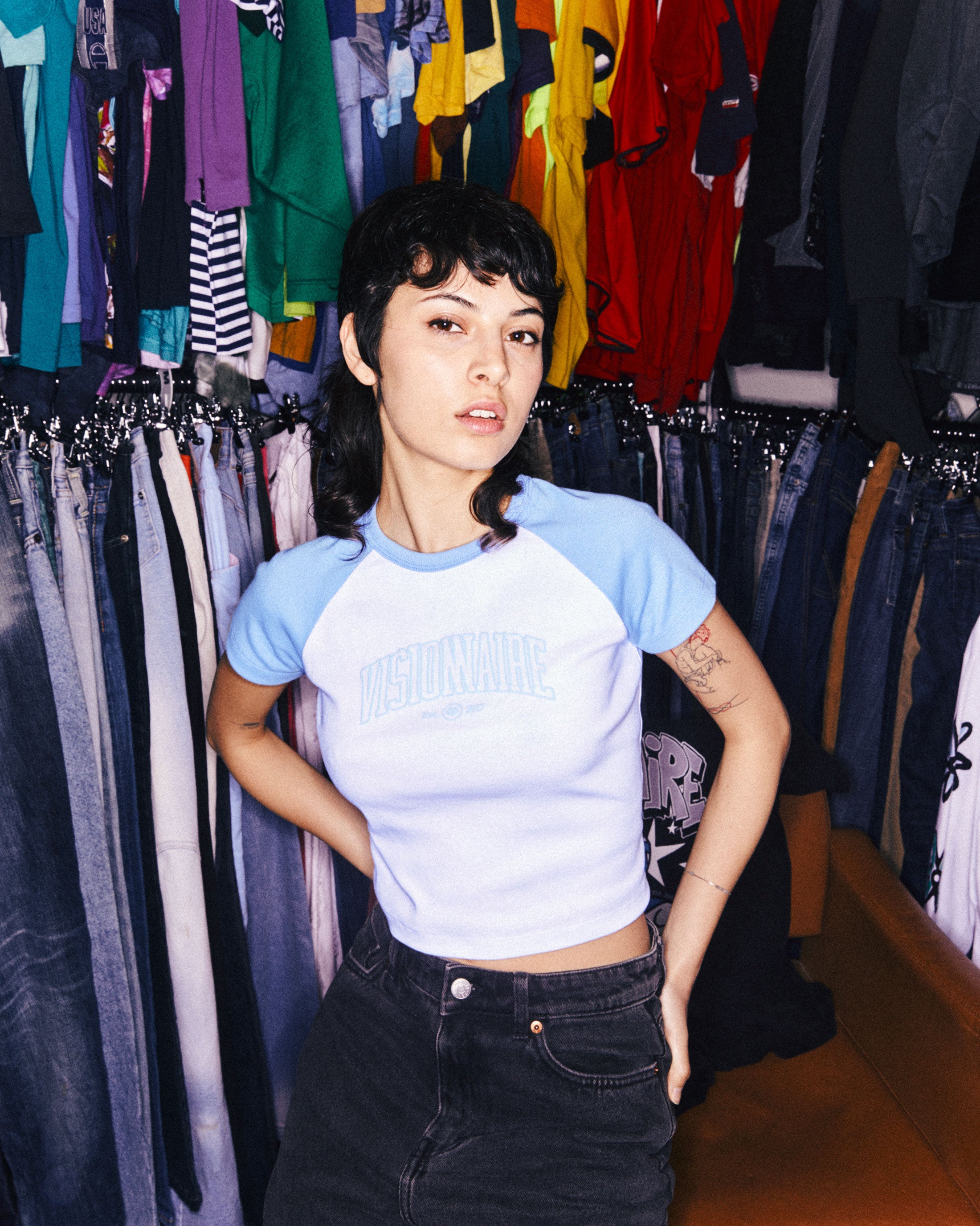 CROP TOP BABY TEE UNIVERSITY BLEU